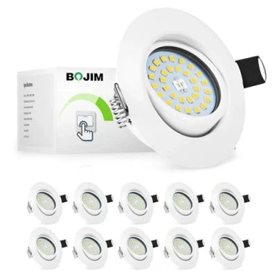 Afbeelding van Bojim Led inbouwspot, dimbaar, draaibaar, 10 x 5,5 W, extra vlak, 30 mm, inbouwlampen, neutraal wit, 600 lm, inbouwverlichting 68 plafondspot 220 V, voor keuken, slaapkamer