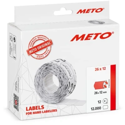 Afbeelding van Meto 12.000 stuks handlabels (26 x 2 mm, 1 regel, neonrood, permanente lijm, voor METO, Contact, Sato, Avery, Tovel, Samark, enz.)