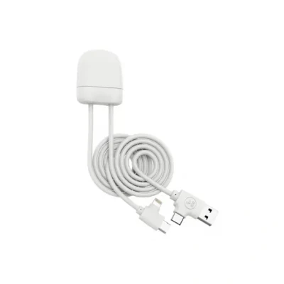 Afbeelding van Xoopar Ice C gerecyclede kunststof USB multiconnector kabel met dubbele en ingang, Lightning voor universele smartphone (wit)