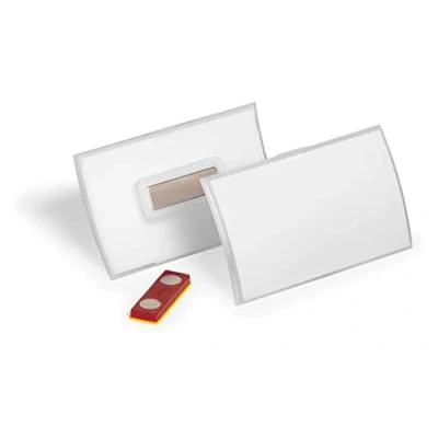 Afbeelding van Durable naamkaartje CLICK FOLD 54x90 mm met magneet twist proof PP, pak van 10, transparant, 826019