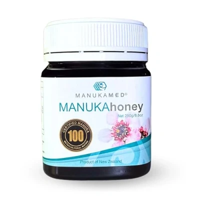 Afbeelding van ManukaMed Nieuw Zeelandse Manuka honing, 100% puur met gecertificeerd methylglyoxaalgehalte, natuurproduct, honing 250 g (MGO+100)