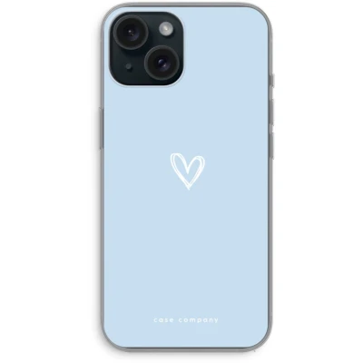 Afbeelding van Case Company® hoesje geschikt voor iPhone 15 Klein Hart Blauw Soft Cover Telefoonhoesje Bescherming aan alle Kanten en Schermrand