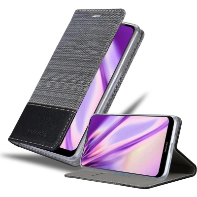 Afbeelding van Cadorabo Hoesje geschikt voor Nokia 2.4 in GRIJS ZWART Beschermhoes met magnetische sluiting, standfunctie en kaartvakje Book Case Cover Etui