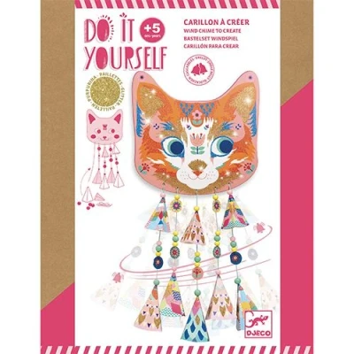 Afbeelding van Djeco knutselset diy windgong poes