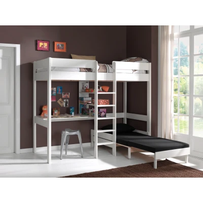 Afbeelding van Vipack Pino hoogslaper met bureau en bank 90x200 Wit