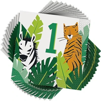 Afbeelding van Dieren Servetten Safari 1 Jaar 33cm 16st