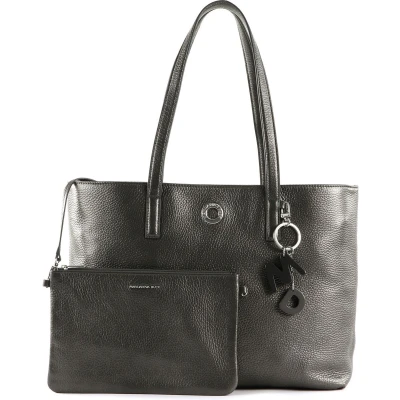 Afbeelding van MANDARINA DUCK Leren Schoudertas Mellow Lux Shopper Graphite Donkergrijs