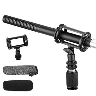 Afbeelding van Boya Shotgun BY BM6060 XLR microfoon, super cardioïde condensatormicrofoon met 24 48 V fantoomvoeding voor camera, camcorder, film, interview, tv programma, podcast