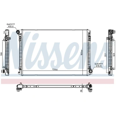 Afbeelding van NISSENS 606704 Radiateur Aluminium 720 502 26 Koelribben gesoldeerd