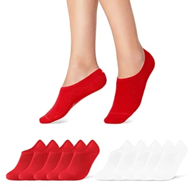 Afbeelding van 10 Paar Sneaker Sokken Heren &amp; Dames Onzichtbare Katoen, Rood, 39 42 EU