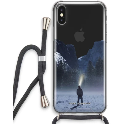 Afbeelding van Case Company® hoesje met Koord geschikt voor iPhone XS Wanderlust Telefoonhoesje Zwart Extra Bescherming aan alle Kanten en Over de Schermrand