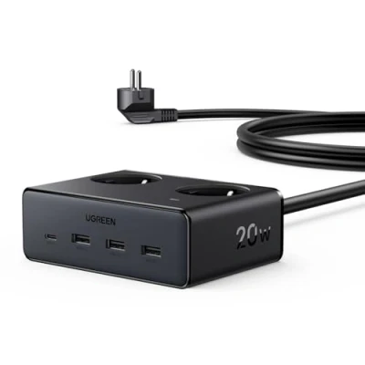 Afbeelding van UGREEN Nexode 20 W USB C oplader, 6 in 1 stekkerdoos kubus 2 stopcontacten 4 poorten snel opladen GaN Tech compatibel met iPhone 16 Plus Pro Max 15 14 13 MacBook Air M3 M2 M1 Galaxy S24