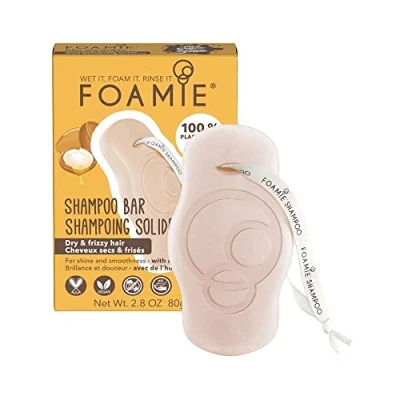 Image de Foamie Shampoing solide bio pour cheveux secs et savec frisottis à l&#039;huile d&#039;argan qui apporte brillance douceur 100% sans plastique vegan