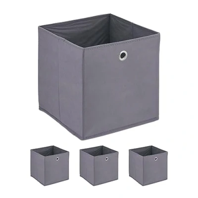 Afbeelding van Relaxdays opvouwbare opbergmand set van 4 stoffen mand moderne speelgoedmand vierkant