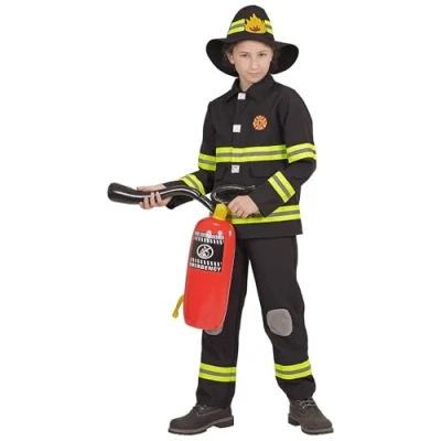 Afbeelding van Widmann Brandweer Kostuum Nypd Zwart Jongen Maat 128 Carnavalskleding Verkleedkleding