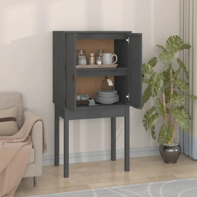 Afbeelding van Hoge kast 60x40x120 cm massief grenenhout grijs