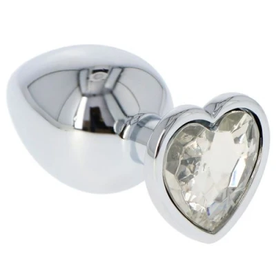 Afbeelding van Buttplug met Transparante Hartvormige Siersteen L