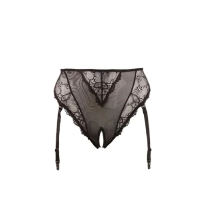 Afbeelding van Jarretel Slip Open Kruis Zwart XXXL