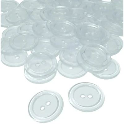 Afbeelding van AERZETIX C56440 50 stuks ronde naaiknopen Ø 20 x 2,2 mm met 2 gaten 32 L L32 kleur wit transparant van kunststof diameter de opening korte goederen / kleding mode