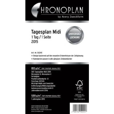 Afbeelding van Chronoplan 50225 kalender 2025 (Midi dagplan (96 x 172 mm), reservesalender, voor dagelijkse planner, ideaal gedetailleerde planning, 1 dag op pagina, inclusief