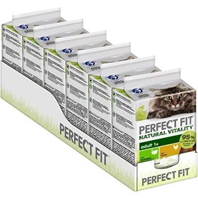 Afbeelding van 6x50g Natural Vitality Adult 1+ Kip &amp; Kalkoen Perfect Fit Kattenvoer