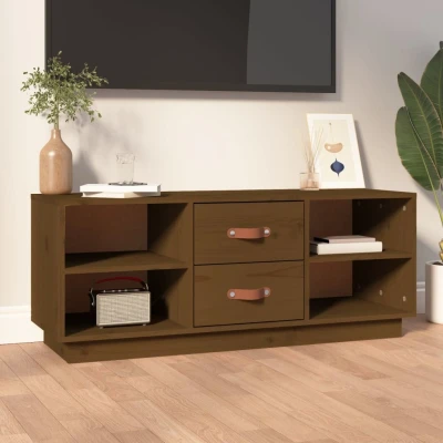 Afbeelding van Tv meubel 100x34x40 cm massief grenenhout honingbruin