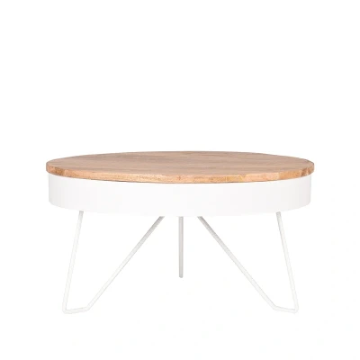 Afbeelding van Salontafel Saran Wit Metaal Rond 80 cm