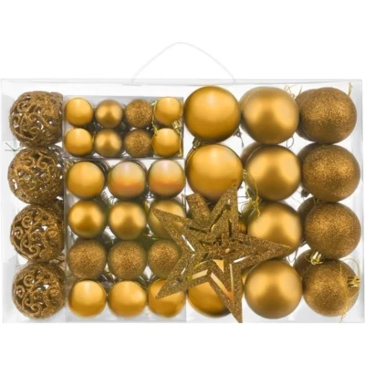 Afbeelding van Ruhhy Kerstboom ballen set van 100 stuks + gouden ster
