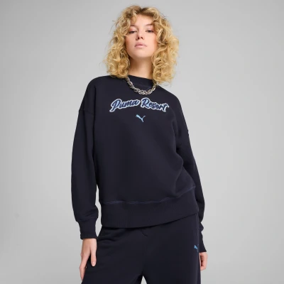 Afbeelding van Puma Premium ESS MIT Grafik Sweater, Dames, Maat: Medium, New navy