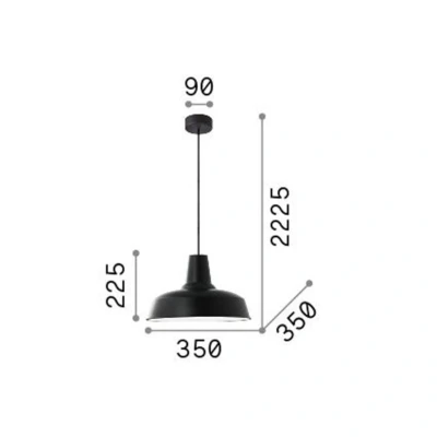 Afbeelding van Hanglamp Ideal Lux Moby, koperkleurig, metaal, Ø 35 cm