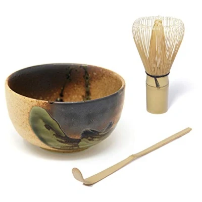 Afbeelding van Quertee Japanse Matcha set originele matchakom 400 ml PLUS bezem Chasen garde + Chashaku bamboe lepel