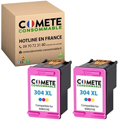Image de COMETE 304XL 2 Cartouches d&#039;encre compatibles avec HP 304 XL Couleur Marque française