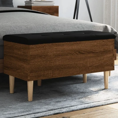 Afbeelding van Opbergbankje 82x42x46 cm bewerkt hout bruineikenkleurig