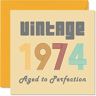 Afbeelding van 49 jaar verjaardagskaarten voor mannen en vrouwen Vintage 1974 Aged To Perfection Grappige verjaardagskaart hem haar, 145 mm x beste vriendin, mama, papa, broer, zus,