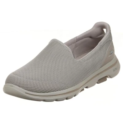 Afbeelding van Skechers Go Walk 5 sneakers voor dames, Taupe textiel trim