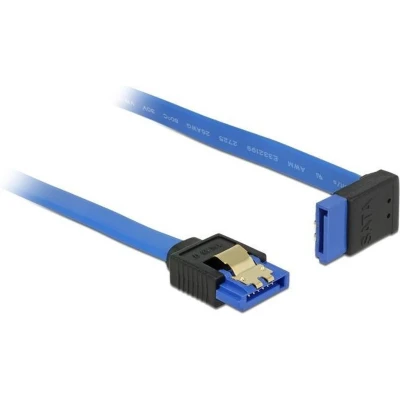 Afbeelding van SATA datakabel recht / haaks naar boven plat SATA600 6 Gbit/s blauw 0,50 meter
