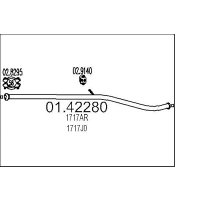 Afbeelding van MTS 01.42280 Uitlaatpijp 1840 voor middendemper PEUGEOT: 206 Hatchback, 206+ Van
