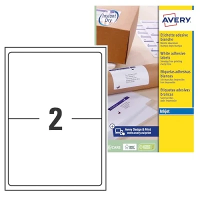 Afbeelding van AVERY Verpakking met 50 zelfklevende verzendetiketten, personaliseerbaar en bedrukbaar, formaat 199,6 x 143,5 mm, inkjetdruk, (J8168 25)