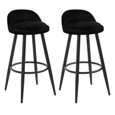 Afbeelding van WOLTU BH296sz 2 Barkruk Zwart Set Van in Fluweel en metaal,Bistrokruk Bar Stoelen Industriële stijl