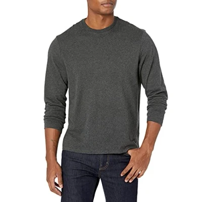 Image de Amazon Essentials T shirt à manches longues pour homme, coupe classique, anthracite chiné, taille S