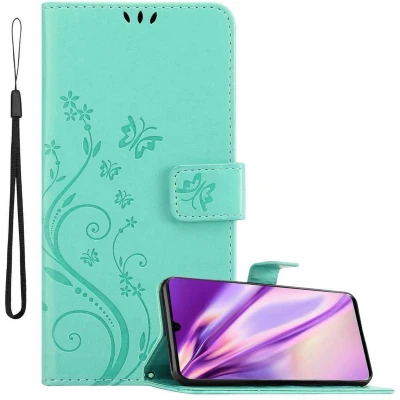 Afbeelding van Cadorabo Hoesje geschikt voor Huawei P30 PRO in BLOEMEN TURKOOIS Beschermhoes bloemmotief met magnetische sluiting, standfunctie en kaartsleuven Book Case Cover Etui