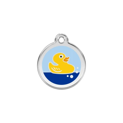 Afbeelding van Rubber Duck Light Blue roestvrijstalen hondenpenning small/klein dia. 2 cm RedDingo
