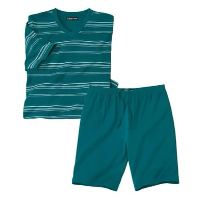 Afbeelding van ATLAS FOR MEN Pyjashort met ruitpatroon Paradise herenpyjama korte mouwen verkrijgbaar in grote maten van M tot 5XL, Eend groen