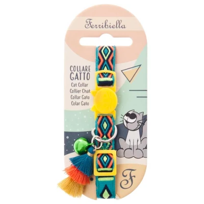 Afbeelding van Ferribiella Bohemian Cat Collar Kattenhalsband Geel 20 30 Cm