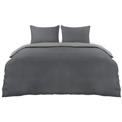 Afbeelding van Utopia Bedding Dekbedovertrekset van zachte microvezel Dekbedovertrek 240 x 220 cm met kussenslopen 65 Beddengoed Donker en lichtgrijs