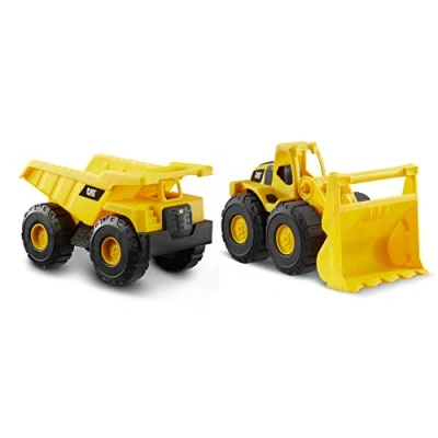 Image de Caterpillar Pack de 2 véhicules Chantier Camion Benne et Chargeur Frontal, Jaune