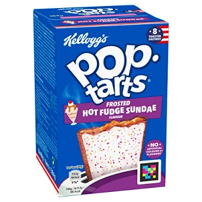 Afbeelding van Kellogg&#039;s Pop Tarts Frosted Hot Fudge Sundae Amerikaanse klassieker voor broodrooster, 8 gebak met ijssmaak, om te grillen of koud eten, enkele set (8 x 48 g)