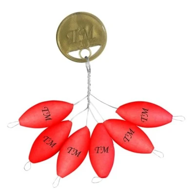 Afbeelding van Trout Master Rugby Pilots Floats (6 pcs) Maat : Red (10x20mm)