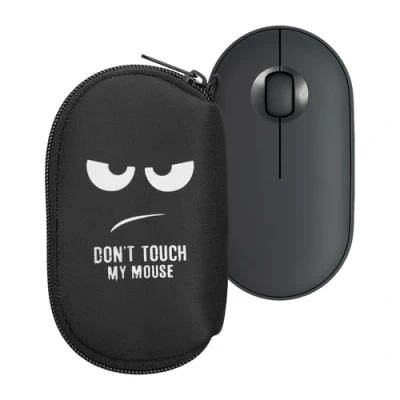 Afbeelding van kwmobile Hoes geschikt voor Logitech Pebble Mouse 2 M350s / M350 Hoesje muis in wit zwart Don&#039;t Touch My design