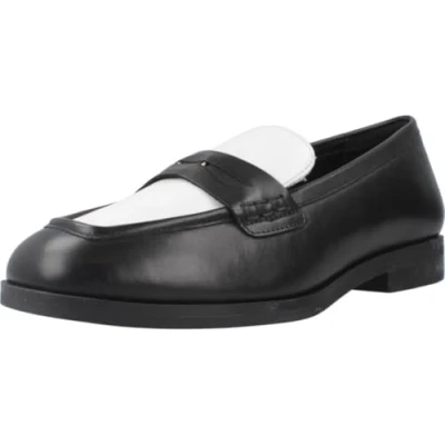 Afbeelding van Geox Cloridie Instappers, Dames, Maat: 39, Black white Kalfsleer